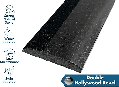 Miniatura 2 de Threshold.Shop Umbral de granito pulido negro absoluto de Hollywood doble para transiciones de piso (4 "x 24")