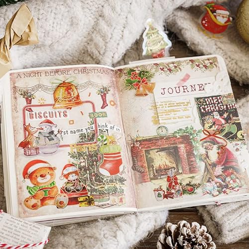 Aromoty Christmas Stickers Gold Foil Santa Claus Snowman Set(180 Pcs With 6 Themes)-Resin Transparent Waterproof Stickers,Christmas Decorations Gifts, Wreaths Vintage Letter Stickers For Scrapbook, Cards, Journals Laptop,Water Bottles Kids Women #TOP4