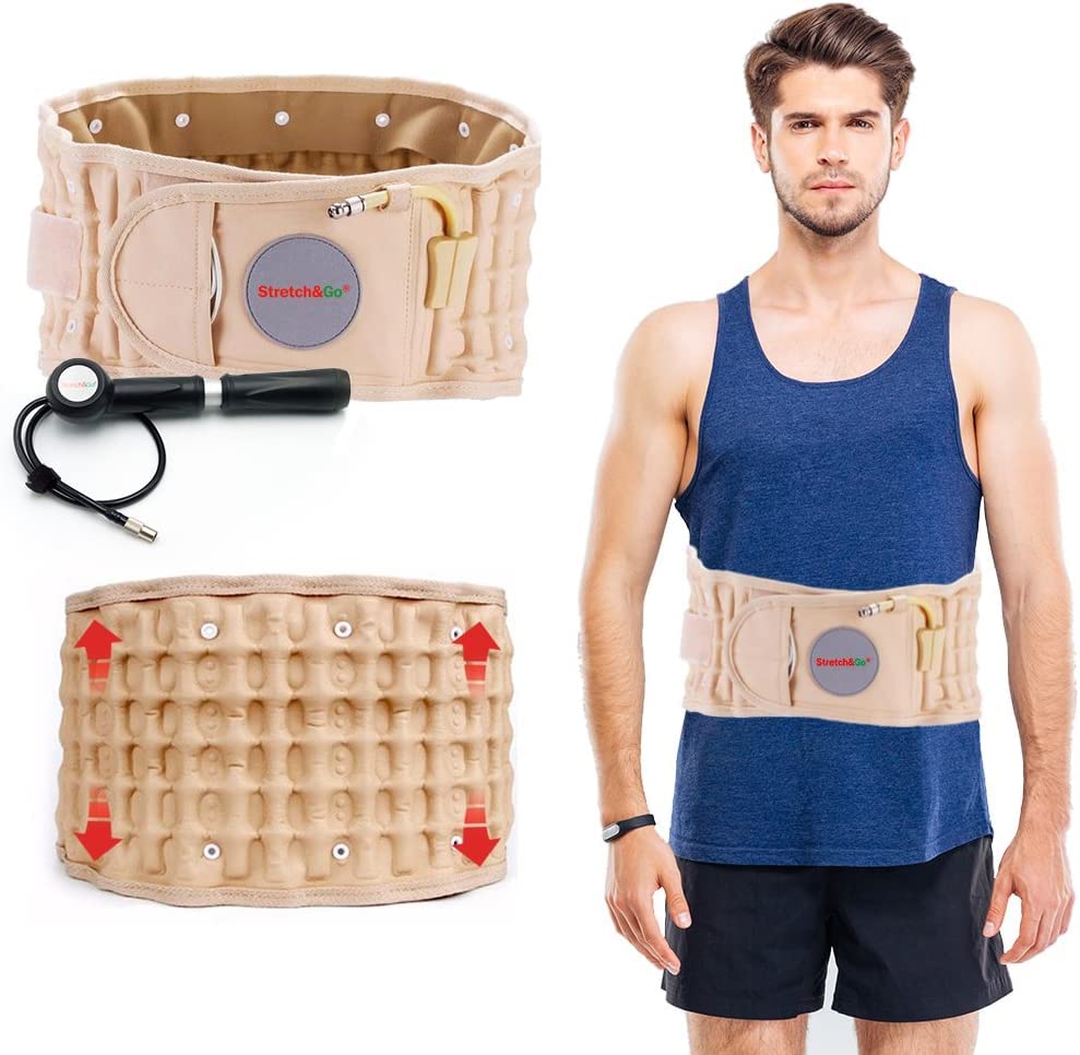 Stretch & GO - Lumbar Belt Against Back Pain - Spine Decompression - Corrects Posture - Adjustable Waist Size - Soft - Lightweight - Muscle Strengthening