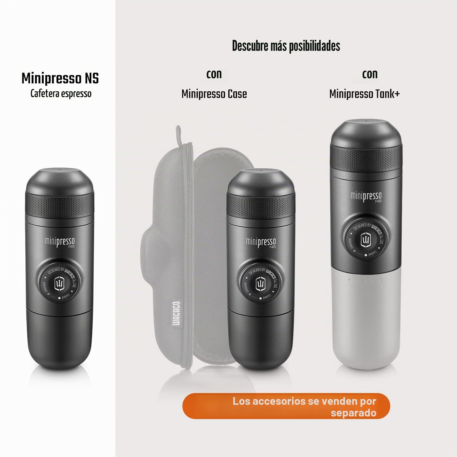 WACACO Minipresso NS, Cafetera Espresso Portatil, Compatible con Cápsula NS (Nespresso Cápsulas Originales y Compatibles), Operación Manual, Mini Cafetera de Viaje, para Camping