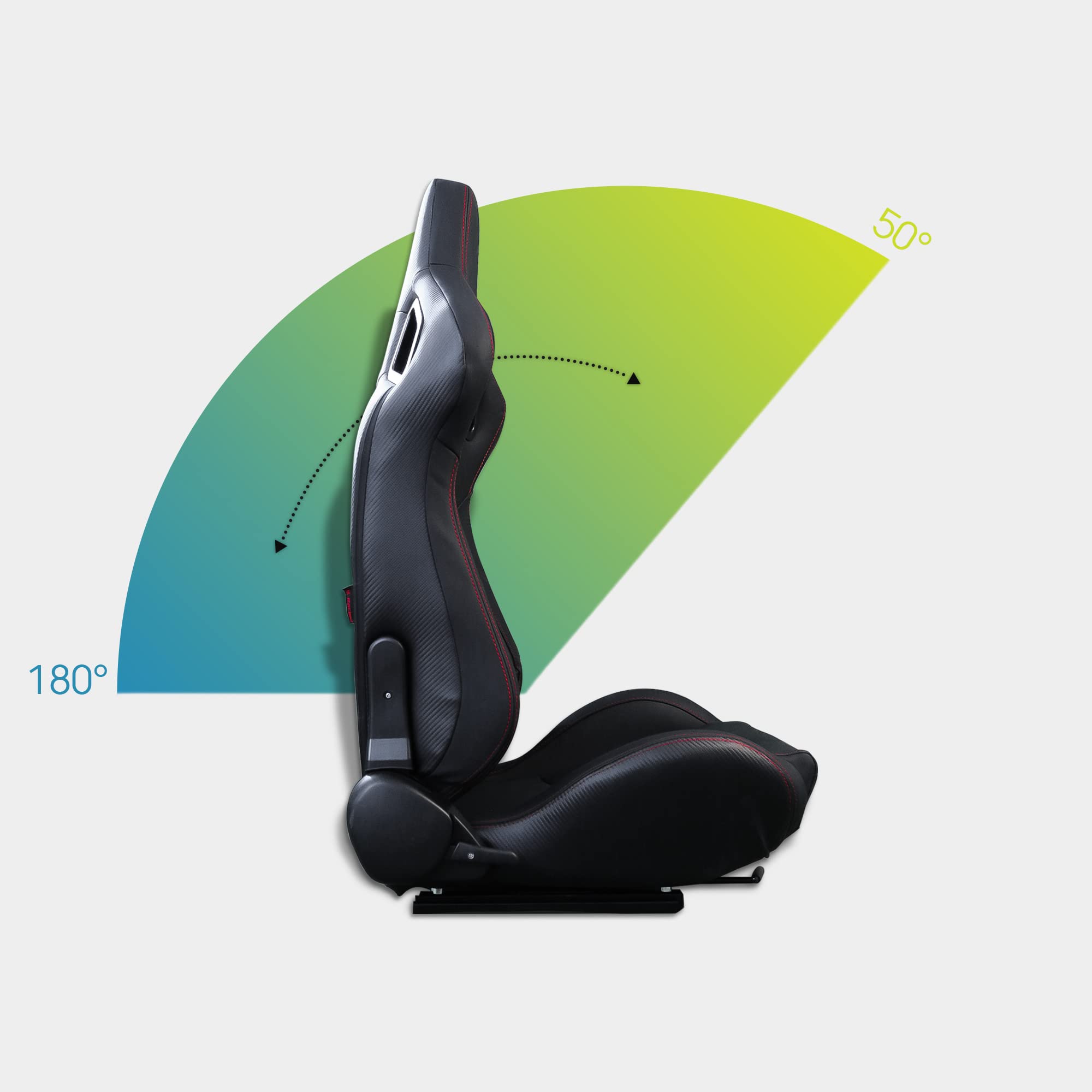 MODAUTO Seggiolino Auto Sportivo, Semibaquet Sportivo Regolabile, Pelle e Carbonio, con Binari Inclusi, Conducente e Passeggero, Universale per Auto e Simulatore di Guida, Modello N705L-IT, Nero