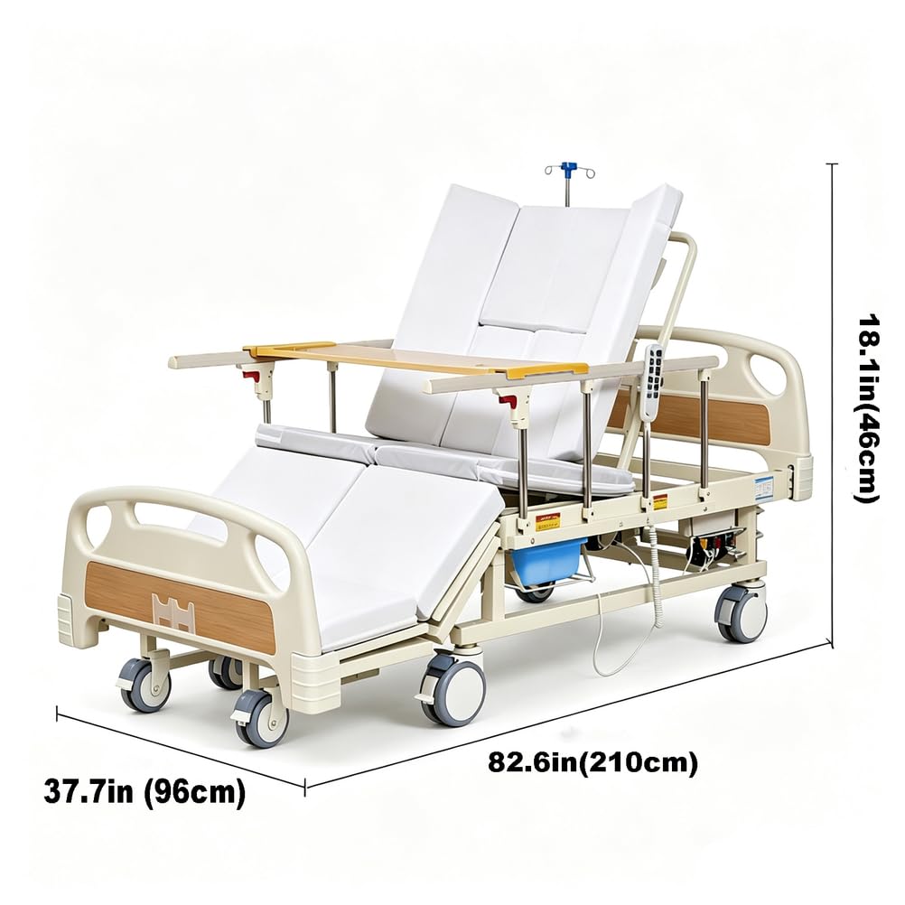 Lit médical électrique 3 Fonctions télécommande, Potence à Perfusion 250 kg