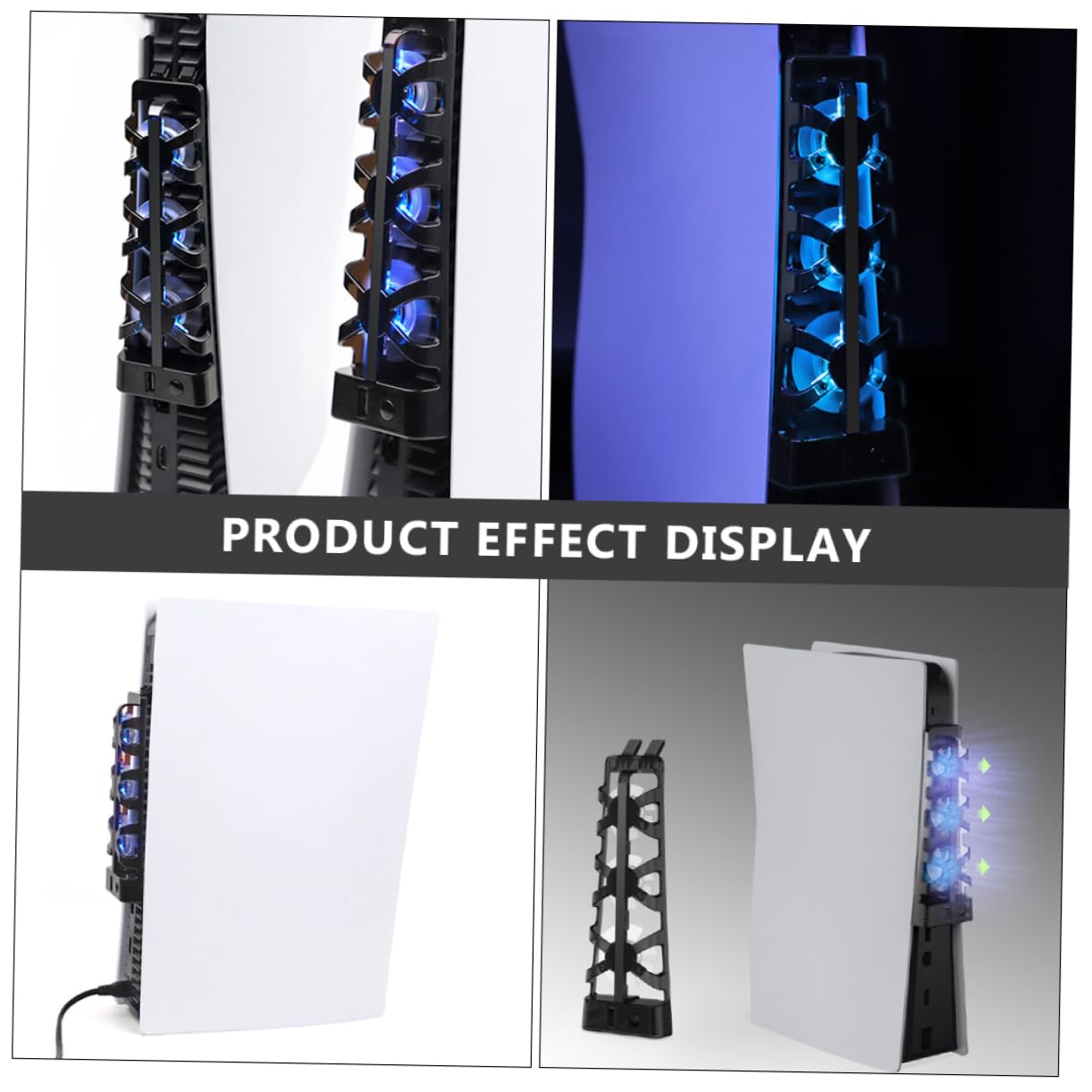 Angoily 2 Pz consolle ventola di raffreddamento della macchina da gioco ricaricabile ventaglio ventilatore fan ventola di raffreddamento a LED ventola per console di gioco AbS Black