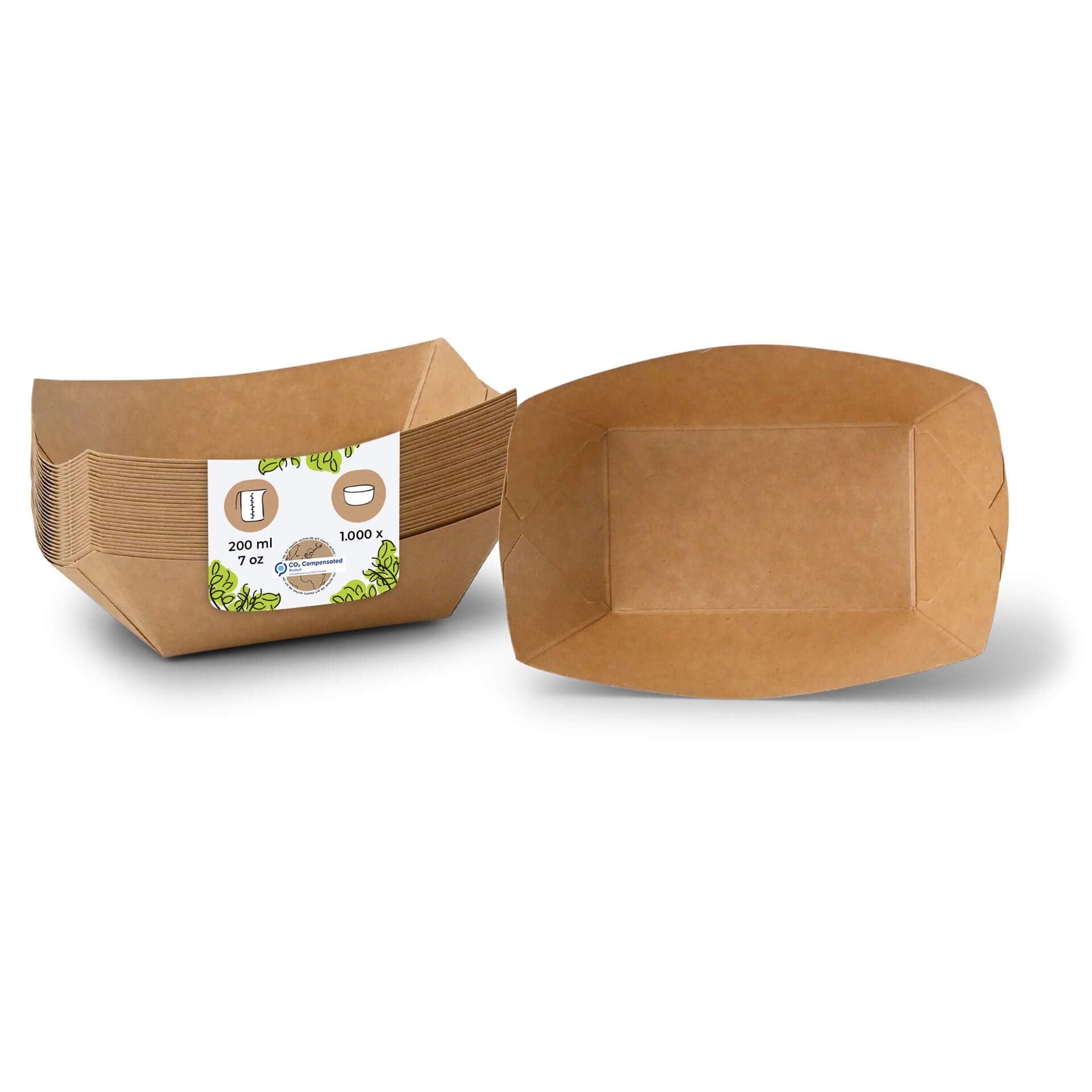 BIOZOYG Ciotole in cartone 200 ml I Piatti di carta 9 x 13,2 x 3,6 cm I Contenitori per finger food e snack I piatti caldi e freddi I biodegradabili senza plastica I a base bio I 1000 pezzi