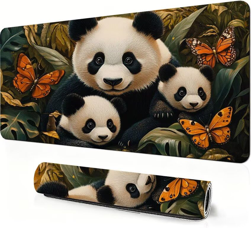 Podkładka pod mysz dla zwierząt XXL 1200 x 600 x 3mm, duża podkładka pod mysz panda gaming, przyszyte krawędzie, antypoślizgowa gumowa podkładka pod mysz, do biura i gier, prezenty dla mężczyzn DZ-223