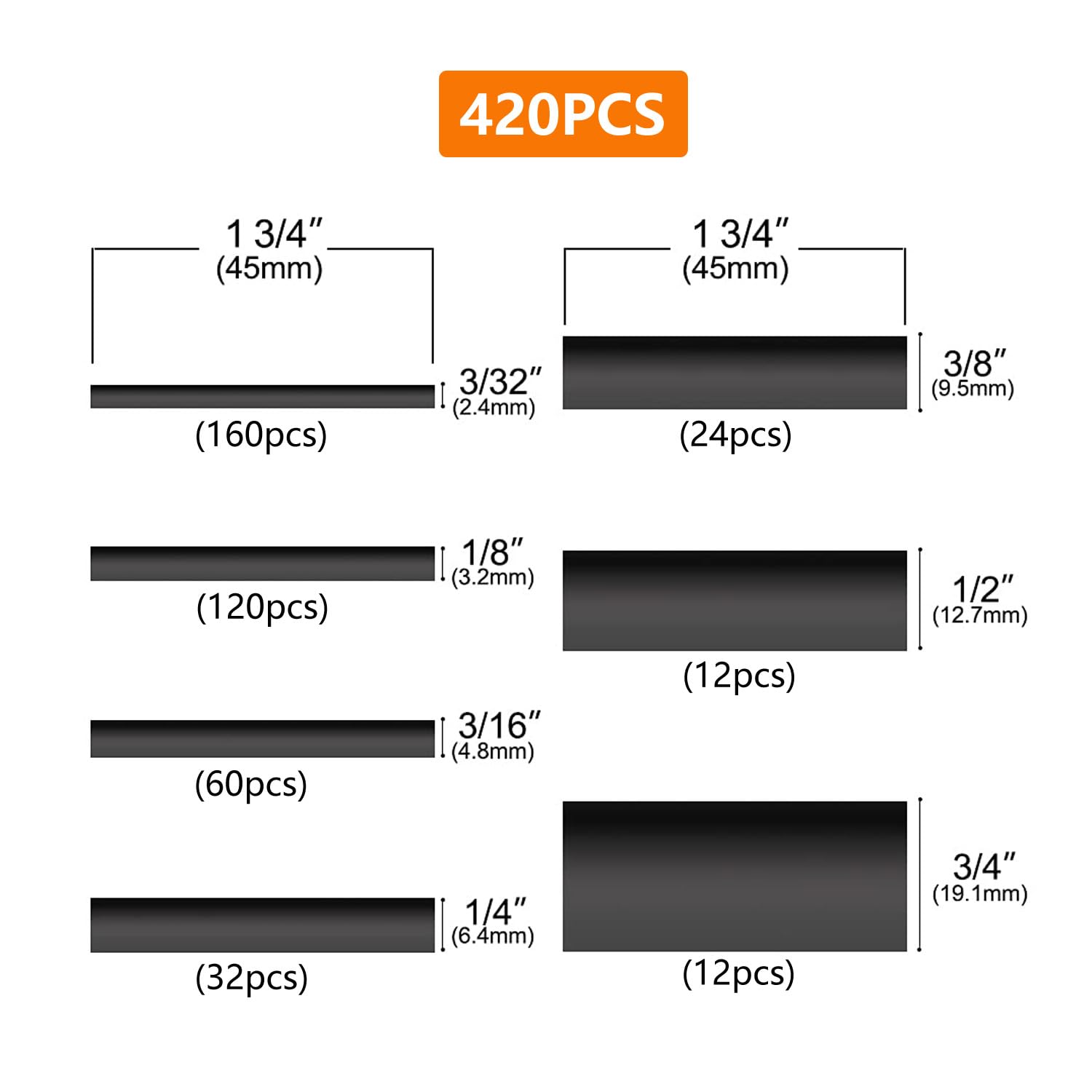 Tubo Termoretraibile 3/4"" ID Rapporto 2:1 0,75"" (2x24"" = 4 - Foto 11