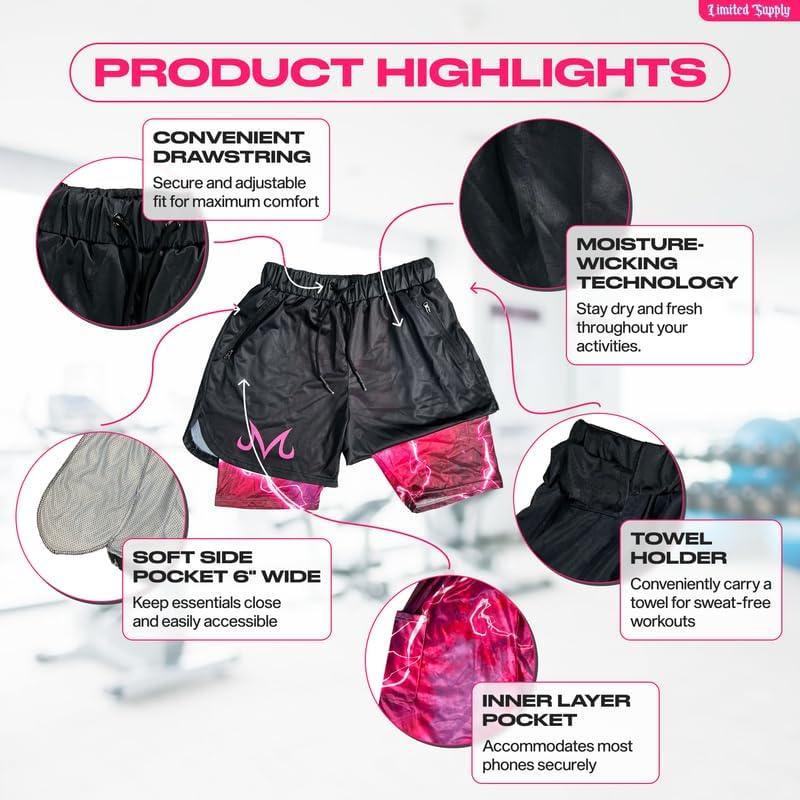 CROWN Anime Shorts - Breathable Stretch Compression Gym Short with Pockets and Towel Holder - Image 4