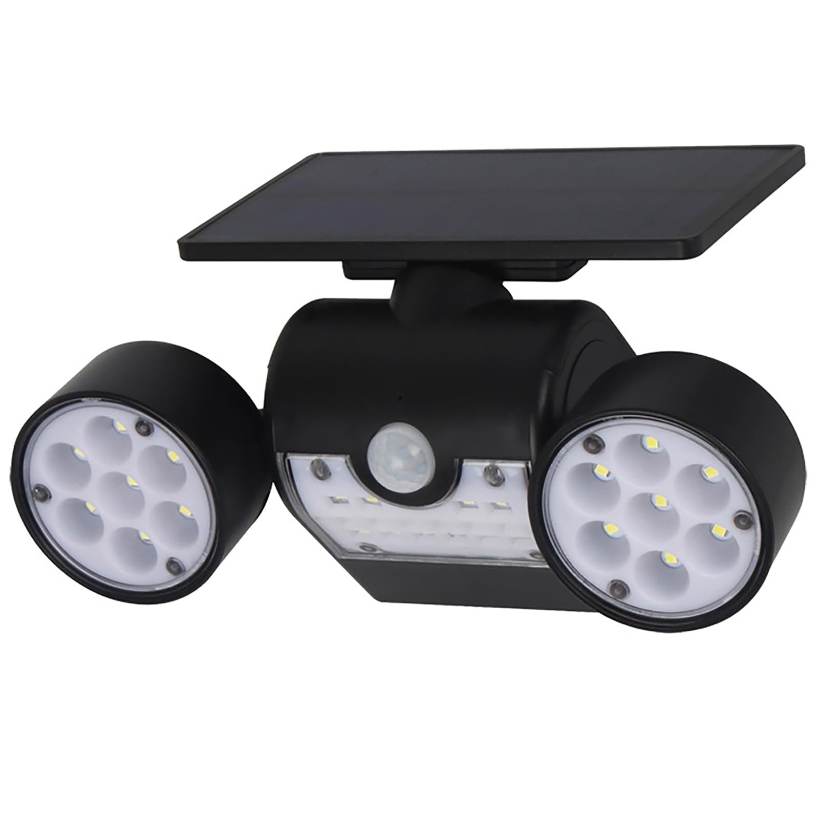 Applique murale solaire extérieure double tête rotative avec éclairage à induction noir pour cour