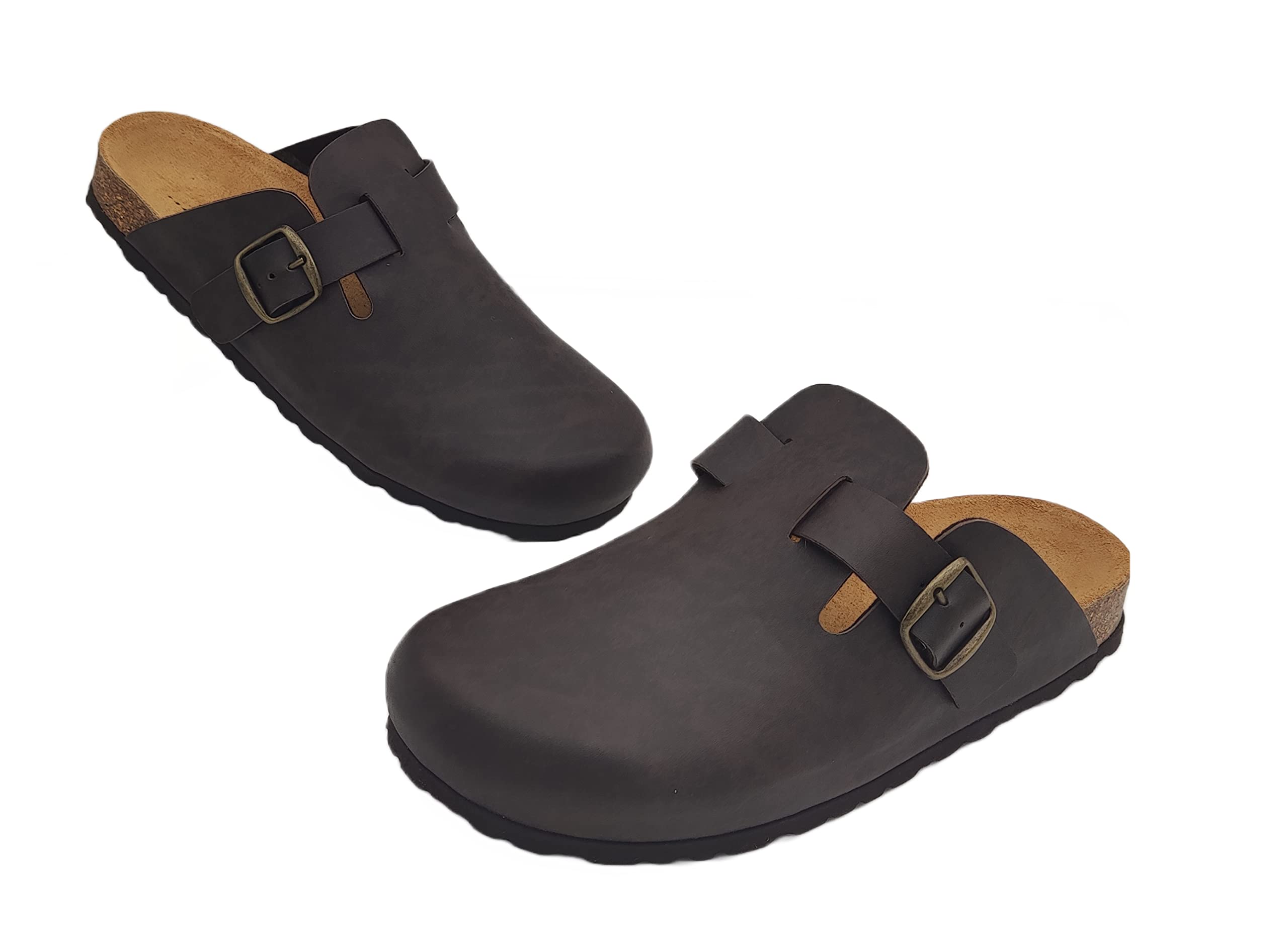 Tratti Meravigliosi Sabot Uomo in Pelle Ecologica Ciabatte Chiuse Invernali Estive Zoccoli da Passeggio, Casa e Giardino Fascia Regolabile Prodotto Ecosostenibile Made in Spain