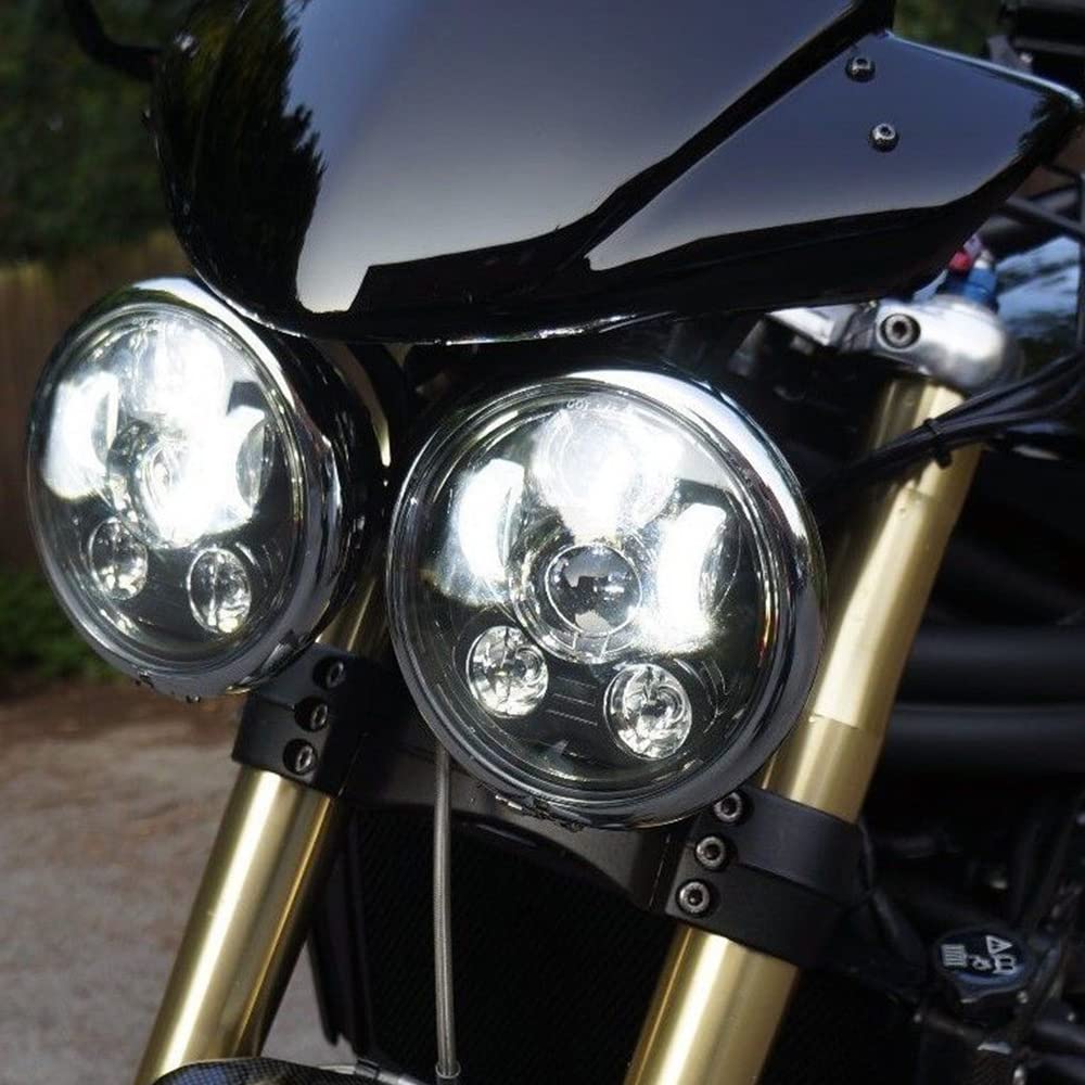 5.75 Pulgadas Faro LED Redondas para Motocicleta 6000-6500K 45W, Faros para Harley, Softair, Dyna, Sportster y Todos los Demás Modelos, Negros