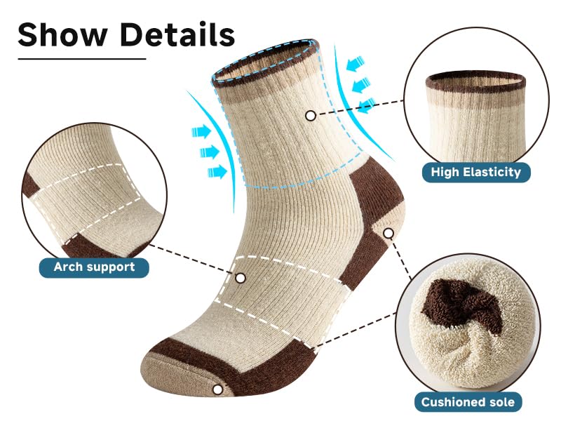 Sports Crew Socks 4 Pack Moisture-Wicking Cushioned Heel High Elasticity for Hiking, Cycling, Running4