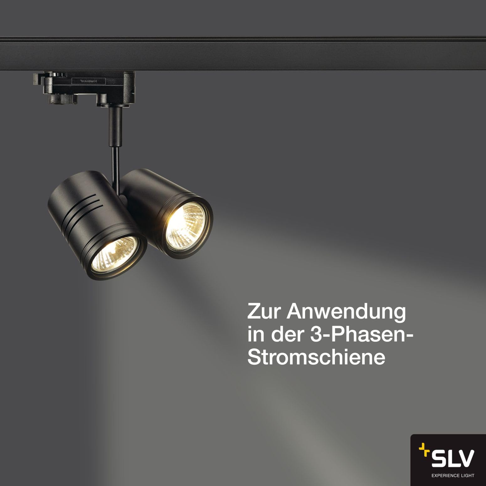 SLV BIMA II Leuchtenkopf, schwarz, 2xGU10, max. 50W, inkl. 3P.-Adapter