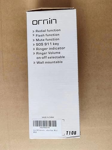 Miniatura 9 de Ornin T108 Trimline Teléfono con cable llave SOS montaje en pared teléfono de uso doméstico y hotel blanco