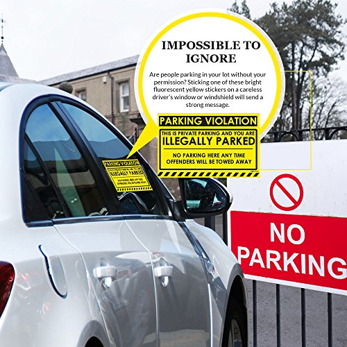 100 Mess Parking Violation Stickers Hard To Remove - Illegally Parked Tow Warnings No Parking Stickers - Bad Parking Stickers, Super Sticky Towing Tags For Parked Cars And Trucks - 8X5 In, Yellow #TOP2