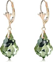 EVEVIC Austrian Crystal Baroque Drop Leverback Earrings - 14K Gold Plated Hypoallergenic Women's Jewelry