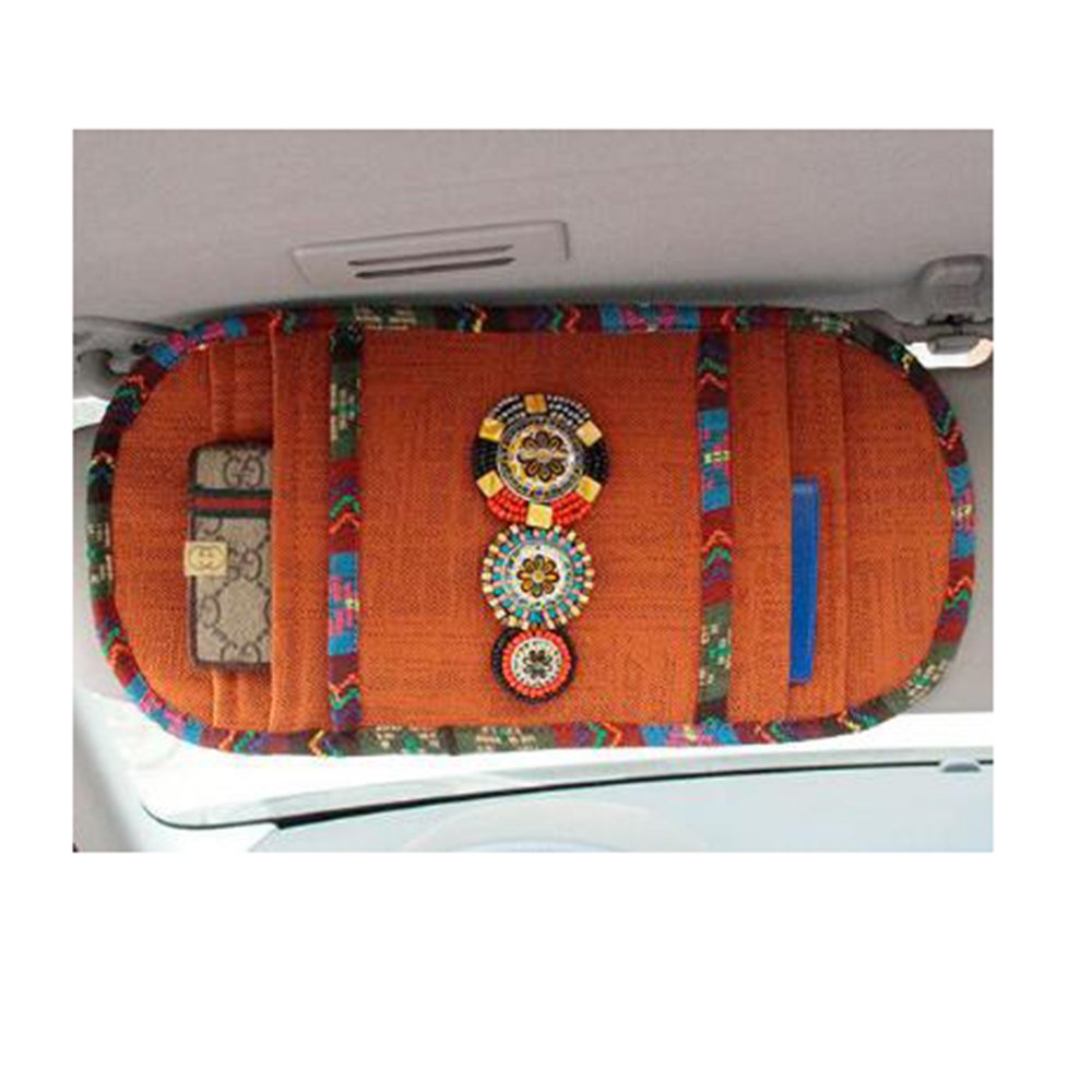 BlingSHD Bohemian Style Car Sun Visor Tissue Bag CD Visor Organizer Holder (Orange)