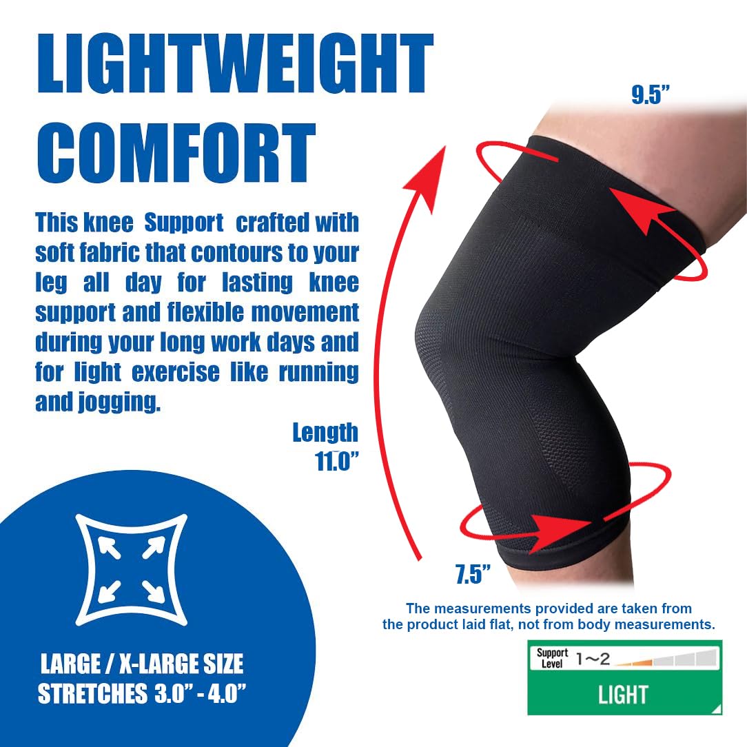 Phiten Metax Knee Support Sleeve Brace - Slip On, Temperature Control, Permeated with Premium Aqua-Metals for Relief, Mild Compression for Exercise, Workouts, Daily Wear (Large/X-Large, Black)