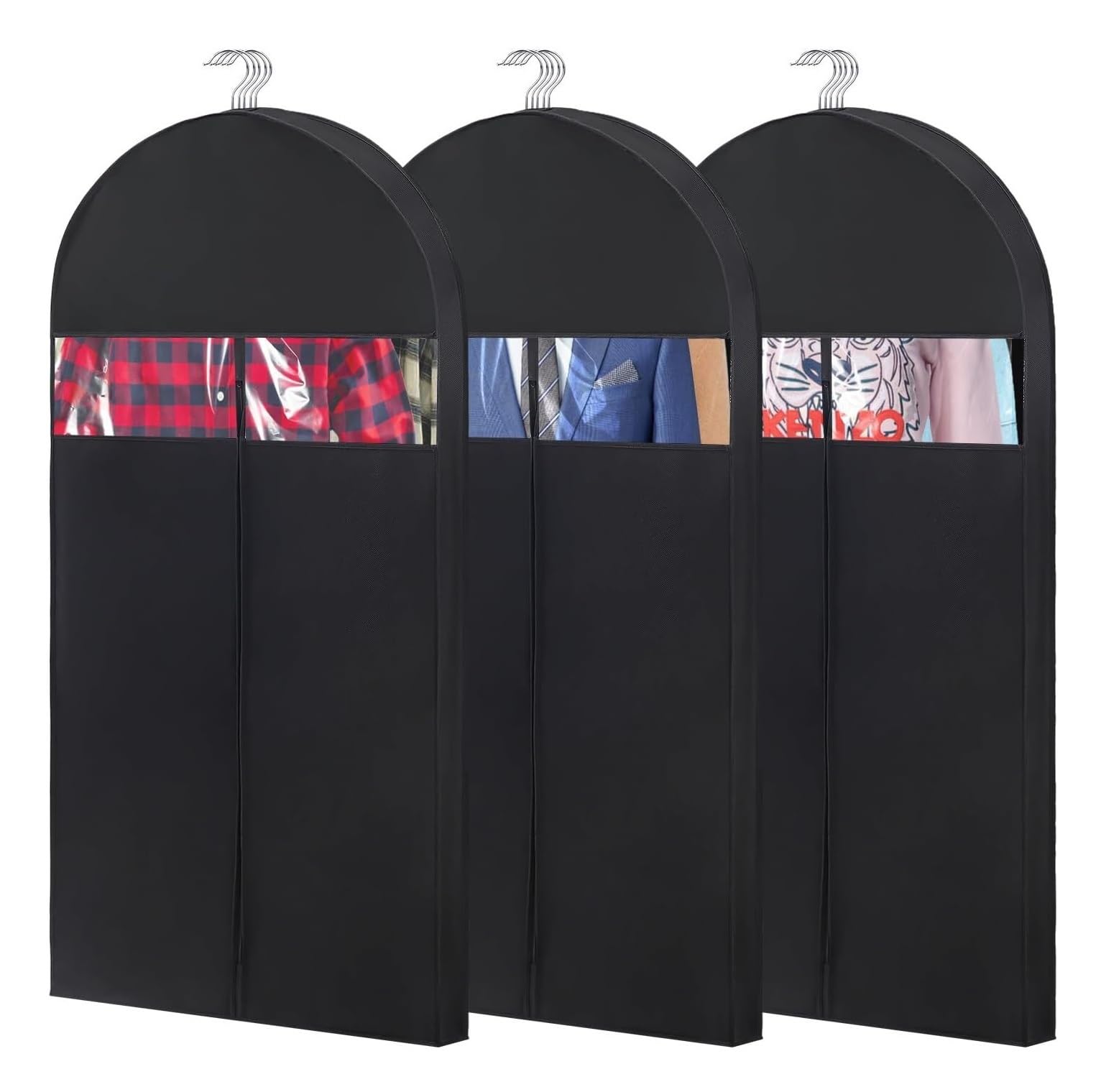 Clothes Protectors 3pcs Garment Bags With 4" Gussets Suit Closet Hanging Clothes Storage Garment Bags Cover