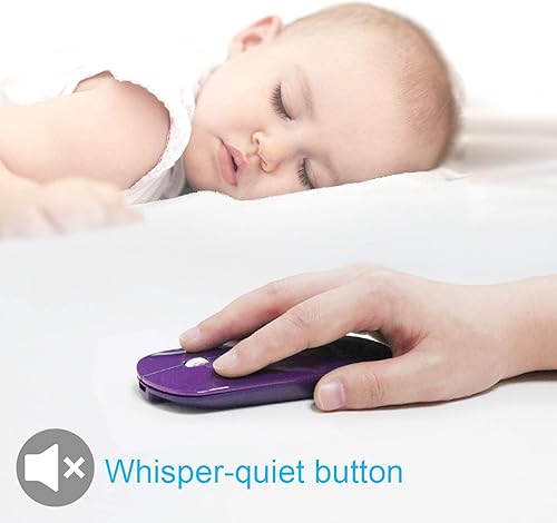 Miniatura 5 de FENIFOX Ratón Bluetooth delgado, silencioso y portátil, portátil, recargable, compatible con laptop, PC, Android Windows Tablet (morado)