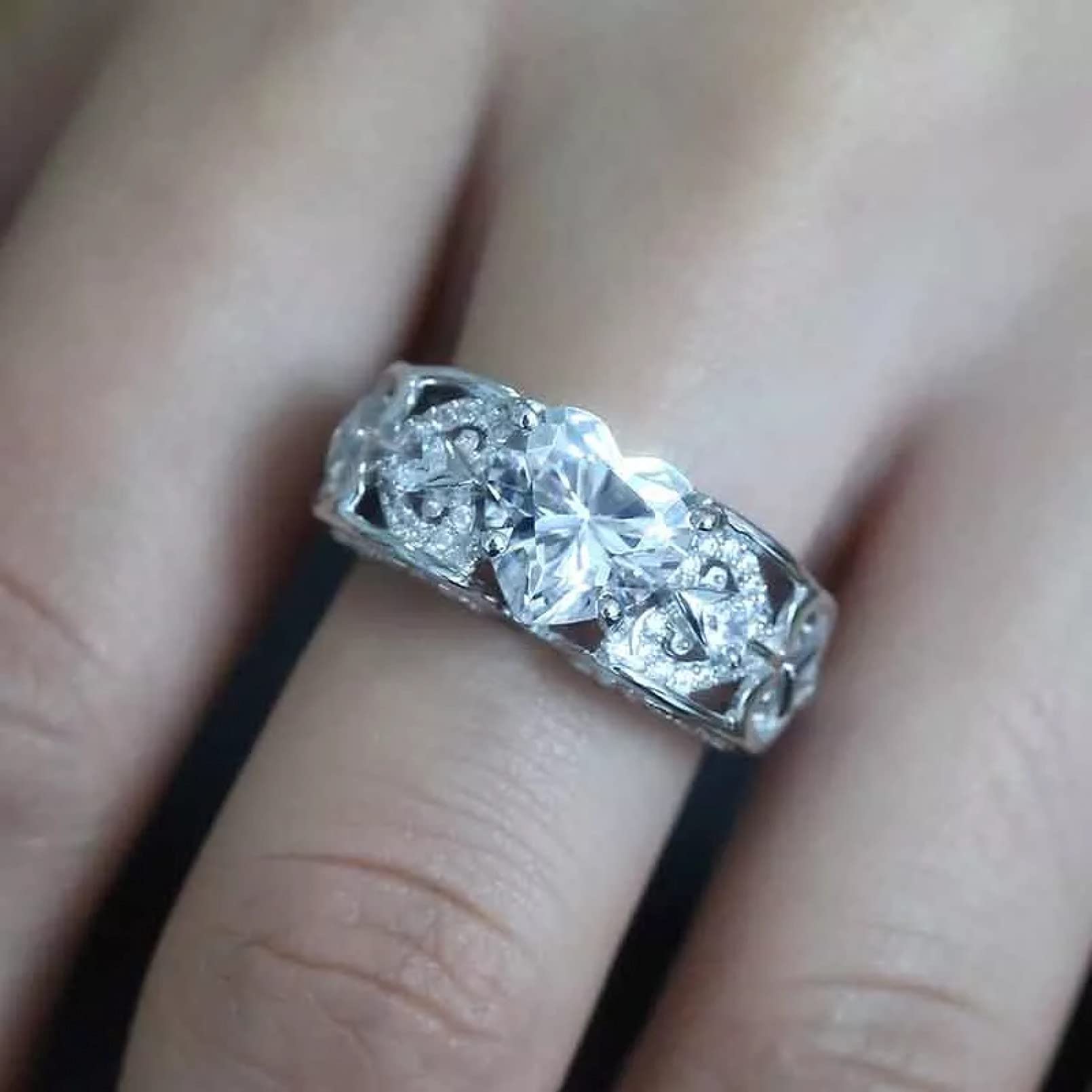 BAJIE Ehering 925 Sterling Silber Farbiger Diamant Damen Schmuck Ring Edelstein Silber Schmuck Ehering