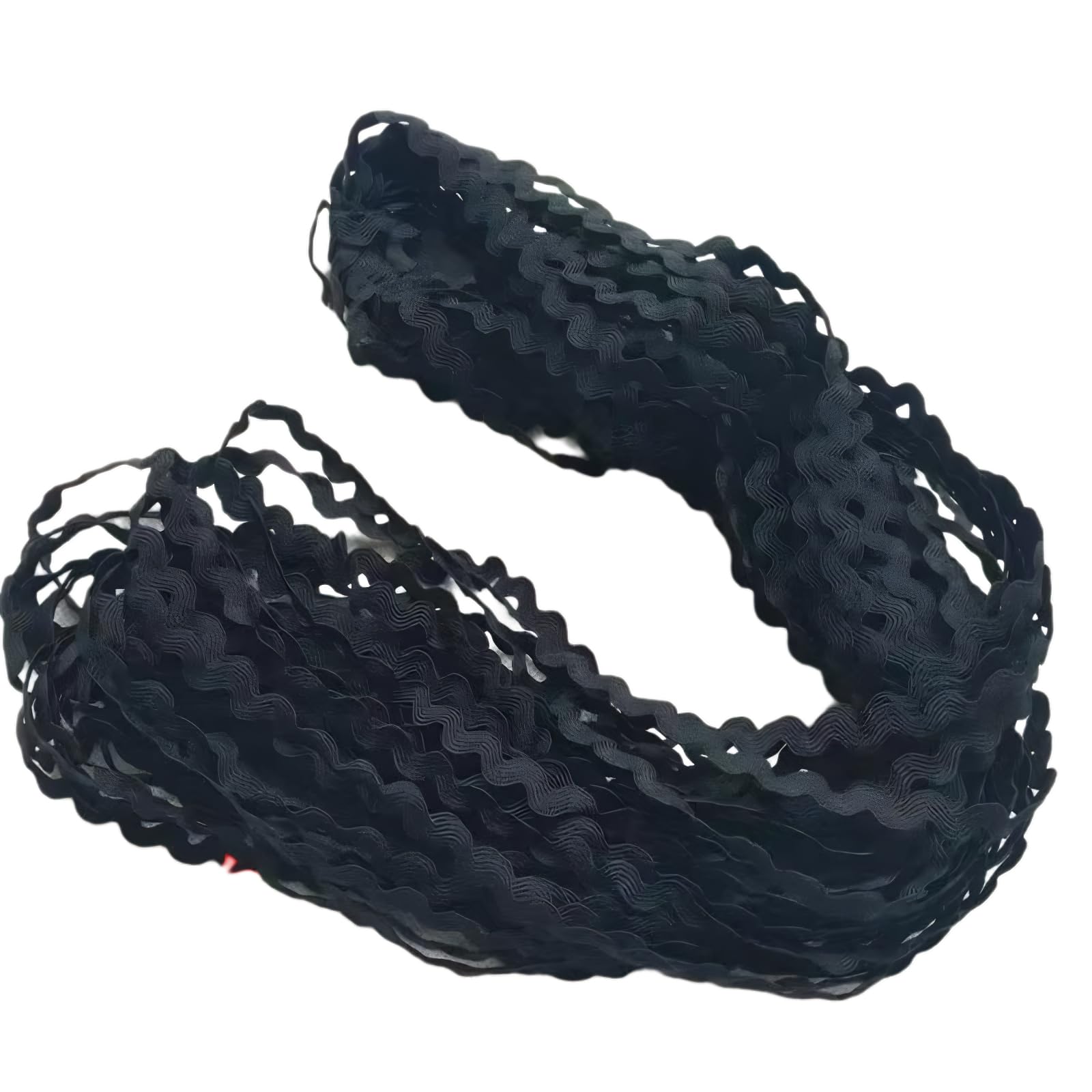 Aoktorkit Black Rick Rack Trim Polyester Lace Ribbon Wave Bending Fringe Trim for Crafts Sewing Party Decoration, 5mm*25m