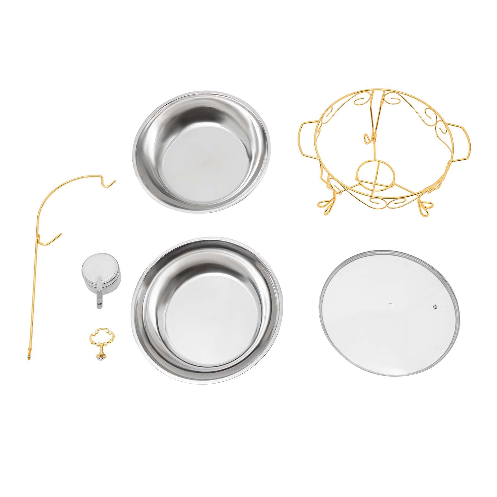 Chafing Dish Buffet Set da 6 l, rotondo con coperchio in vetro, in acciaio inox, contenitore per alimenti, contenitore termico per buffet, per catering buffet party (oro)