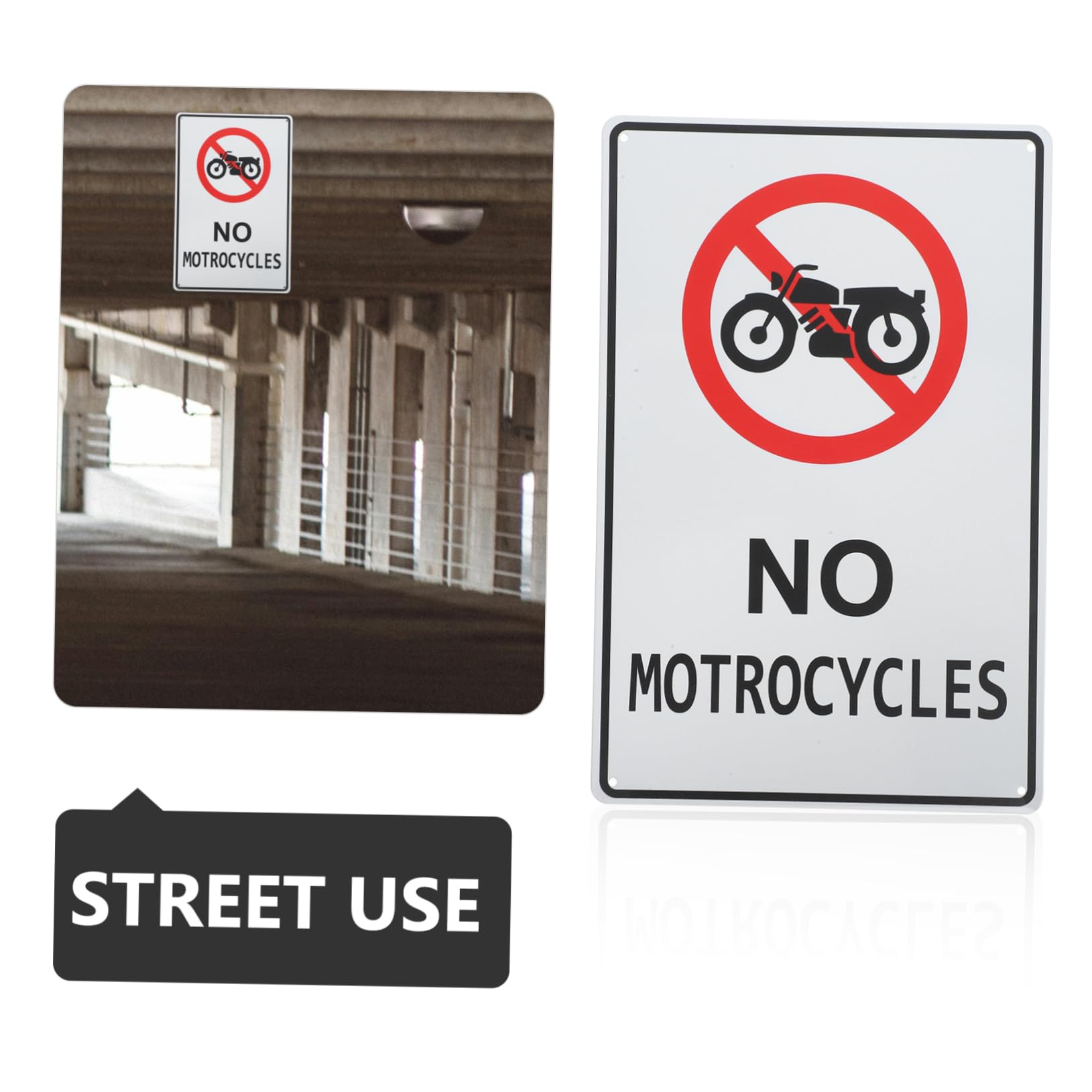 Amazon.co.jp: COSMEVIVI 道路標識バイク禁止警告サイン 高視認性 耐候