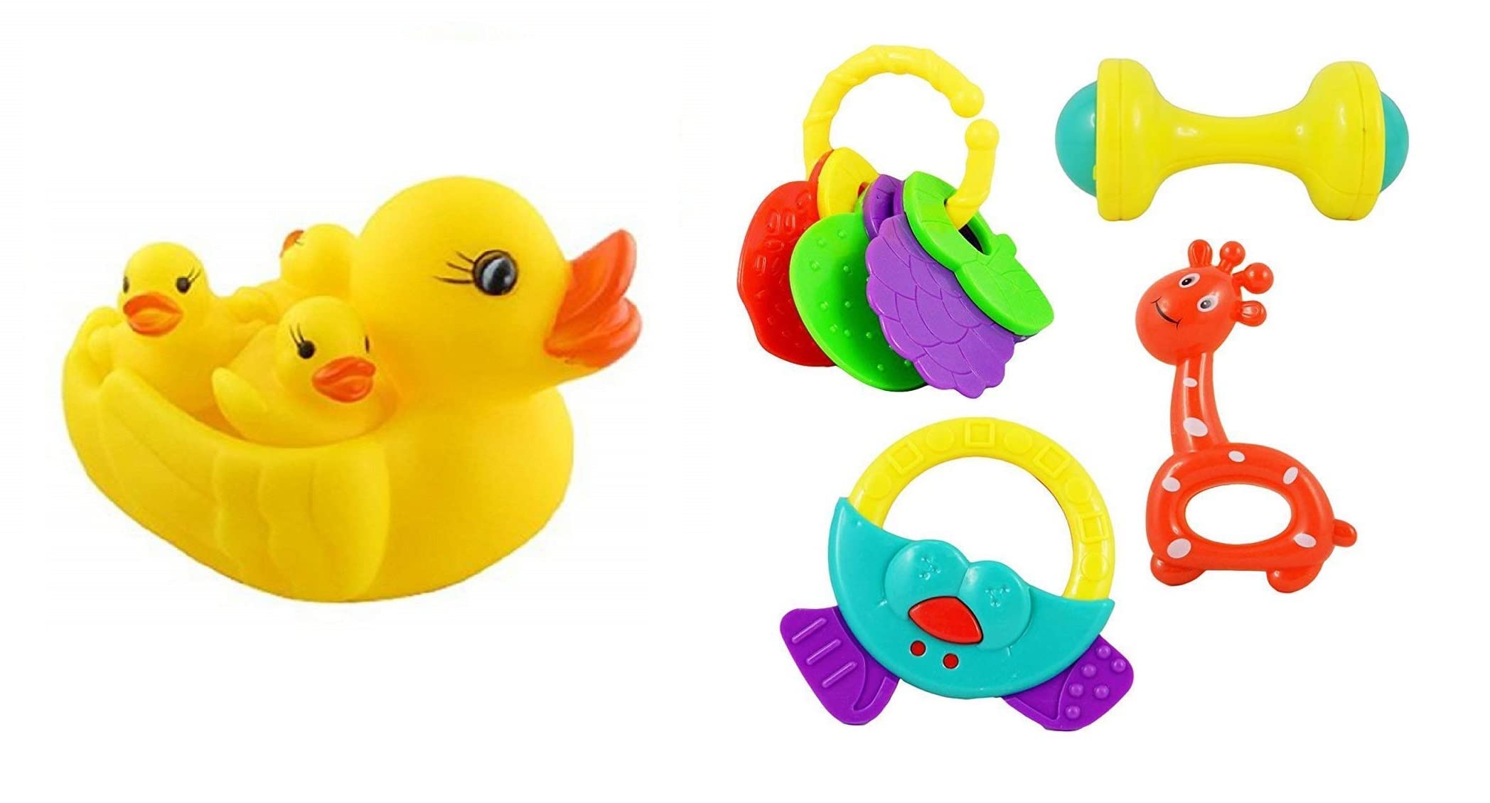 Gopinath Shopee Chu Chu Duck and 4 Pcs Rattles Toys Combo Non-Toxic Bpa Free Duckline and Rattles Toys for Baby, Toddlers, Infants (B0BPR585J8) Amazon Price History, Amazon Price Tracker