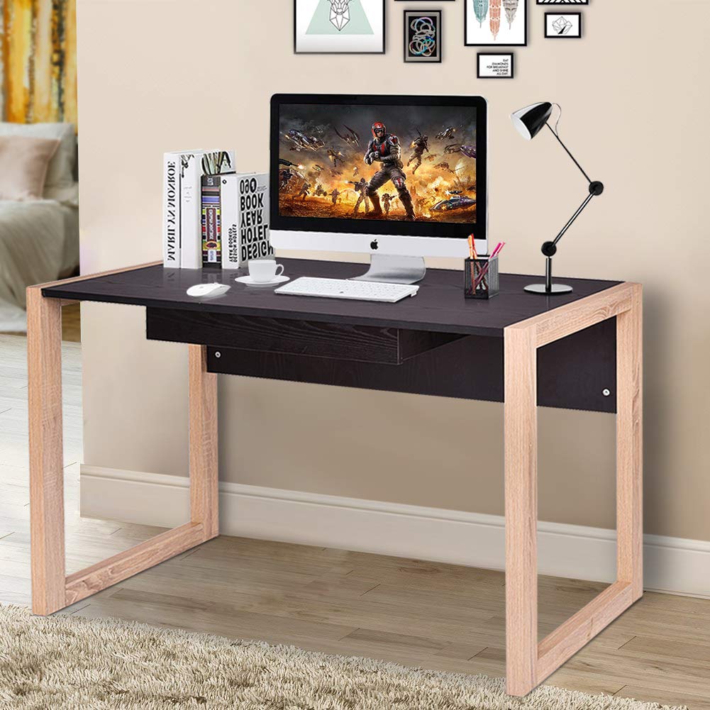 Buy Tangkula Computer Desk Wood Top Computer Desk Modern Home Office