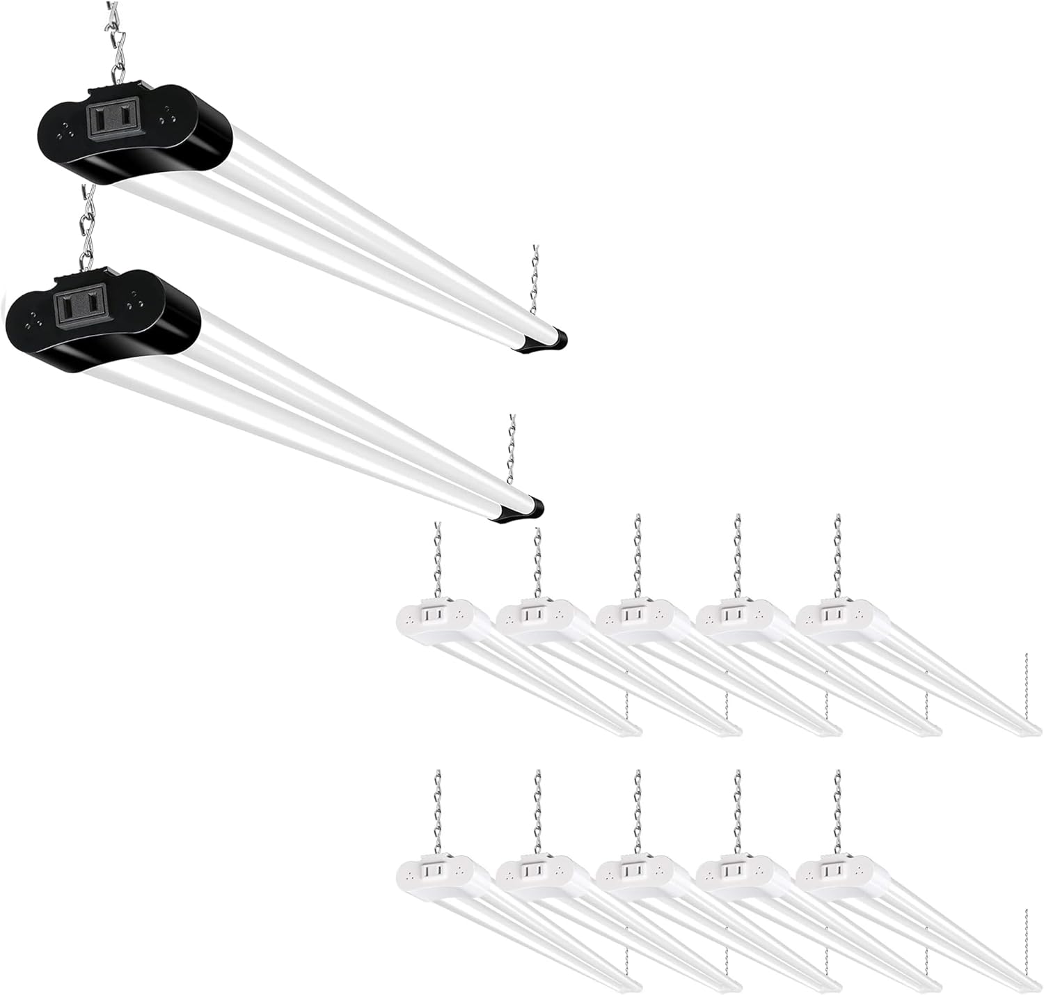 hykolity 5000K LED Shop Light Linkable, Daylight LED Ceiling Lights for Garages, Workshops, Basements, Hanging or FlushMount, Included Power Cord and Pull Chain,ETL