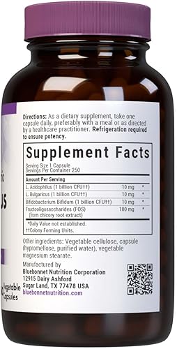 Miniatura 2 de Bluebonnet Nutrición Probiótico sin leche Acidophilus Plus Fos, 250, 1, 1