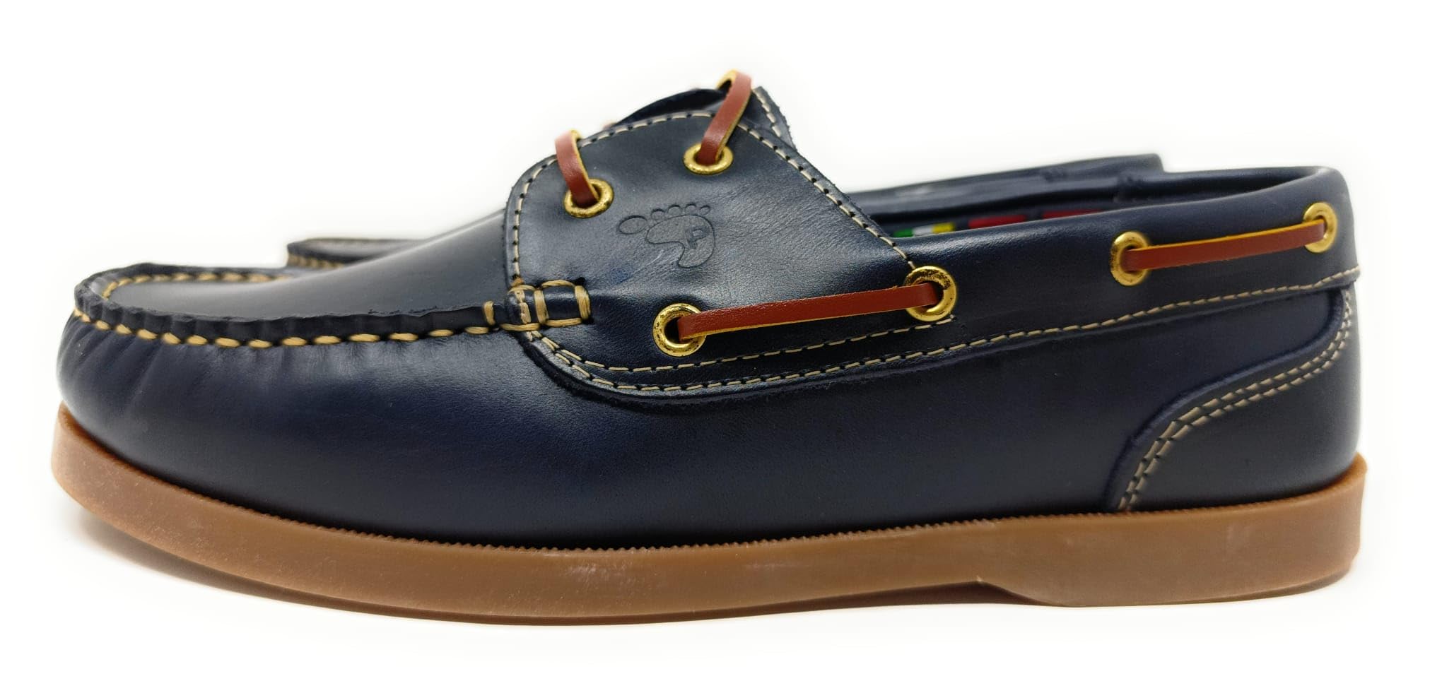 Zapatos Náuticos Tipo Timber para Hombre o niño Hecho en España de Piel Natural Azul Marino Pisable Mod 1688.1