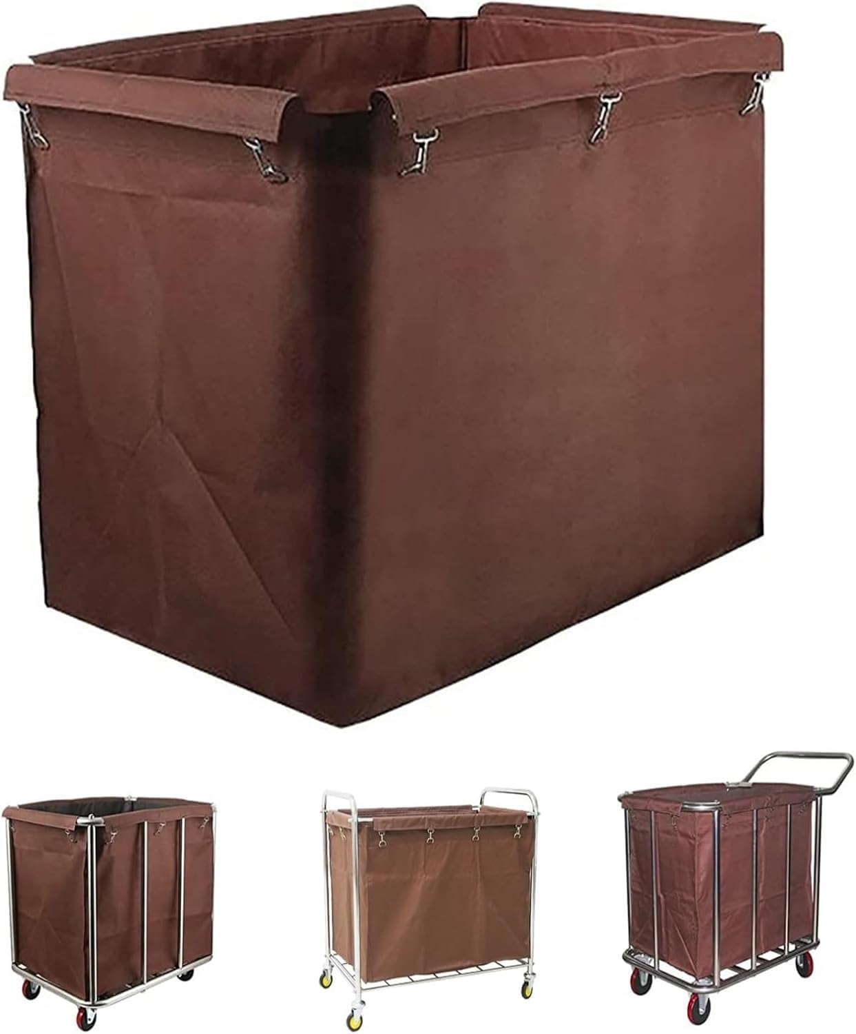 Laundry Cart Replacement Bag, Removable Waterproof Oxford Liner Bag, Replacement Liner Bag for Rectangular Commercial Basket Trolley, Brown