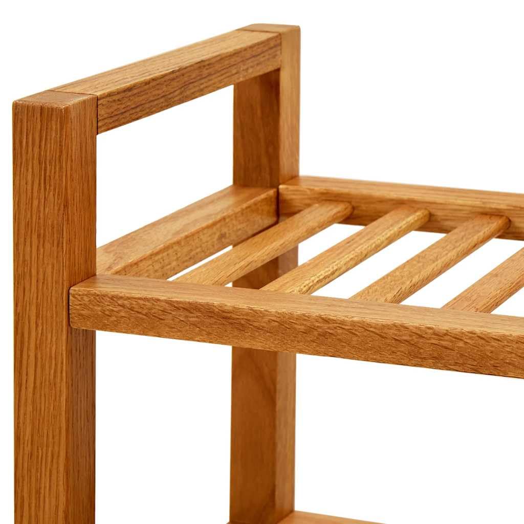 Regał na buty z 5 półkami z litego drewna dębowego, 100 x 27 x 100 cm, nie zajmuje dużo miejsca i można układać w stos, do korytarza, przedpokoju, przedpokoju, systemu porządkowania butów i