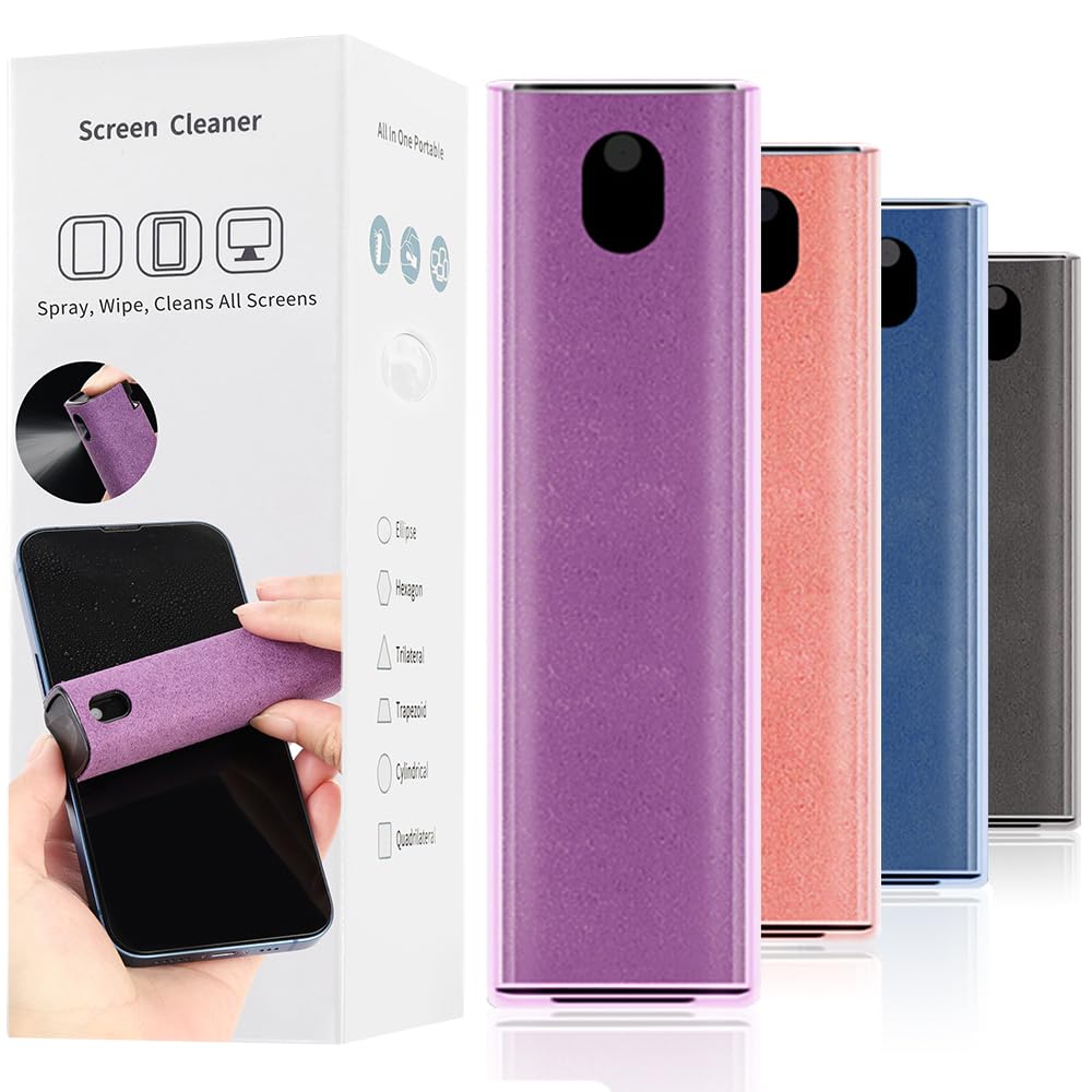 Screen Cleaner Spray and Wipe by ZERNBER- Computer Screen Cleaner, Laptop Screen Cleaner, Phone Cleaner, Car Screen Cleaner, 2in1 Touchscreen Mist Cleaner- (0.3 oz) Purple
