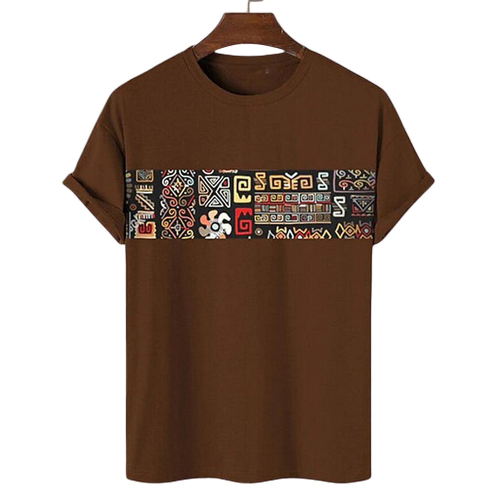 MOGSA T-shirty letnie męskie koszulki nadruk z krótkim rękawem na co dzień oversize sweter okrągły dekolt grafika luźna koszulka-20, 4XL