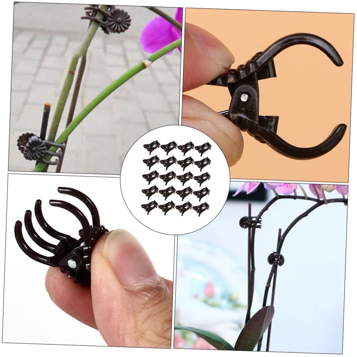 BESTonZON 2 Sätze Orchideen Clips Langlebige Pflanzensicherungsclips Kunststoff Für Gartenbedarf Zur Unterstützung Von Orchideen Und Pflanzenstängeln Braun 150 Stück * 2