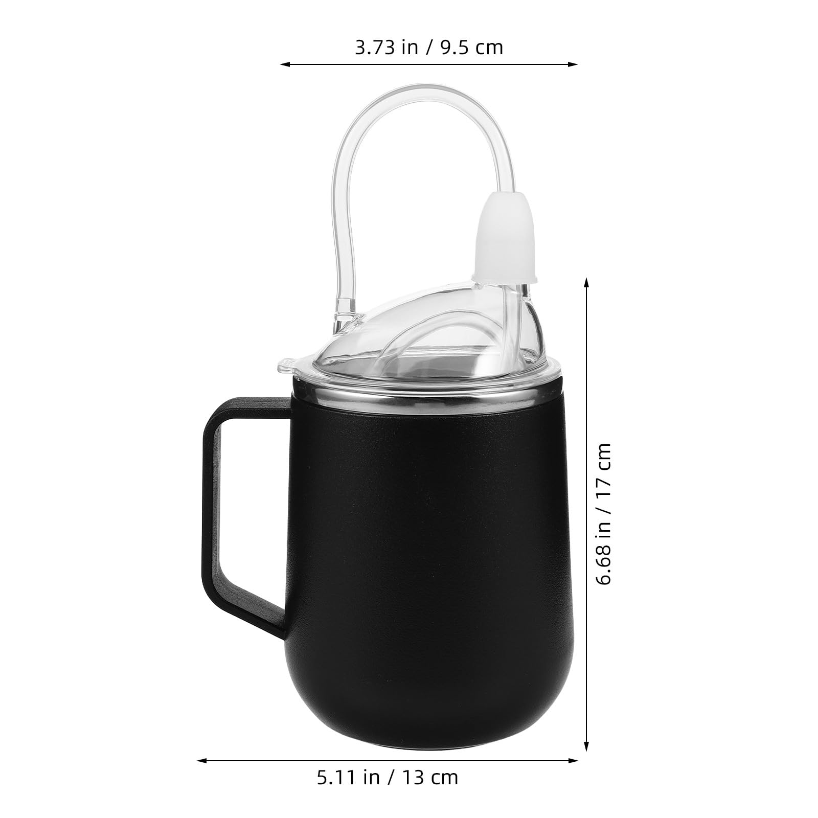 Healvian Pflege Strohhalmbecher aus Edelstahl 450ml Auslaufsicher Schwarz