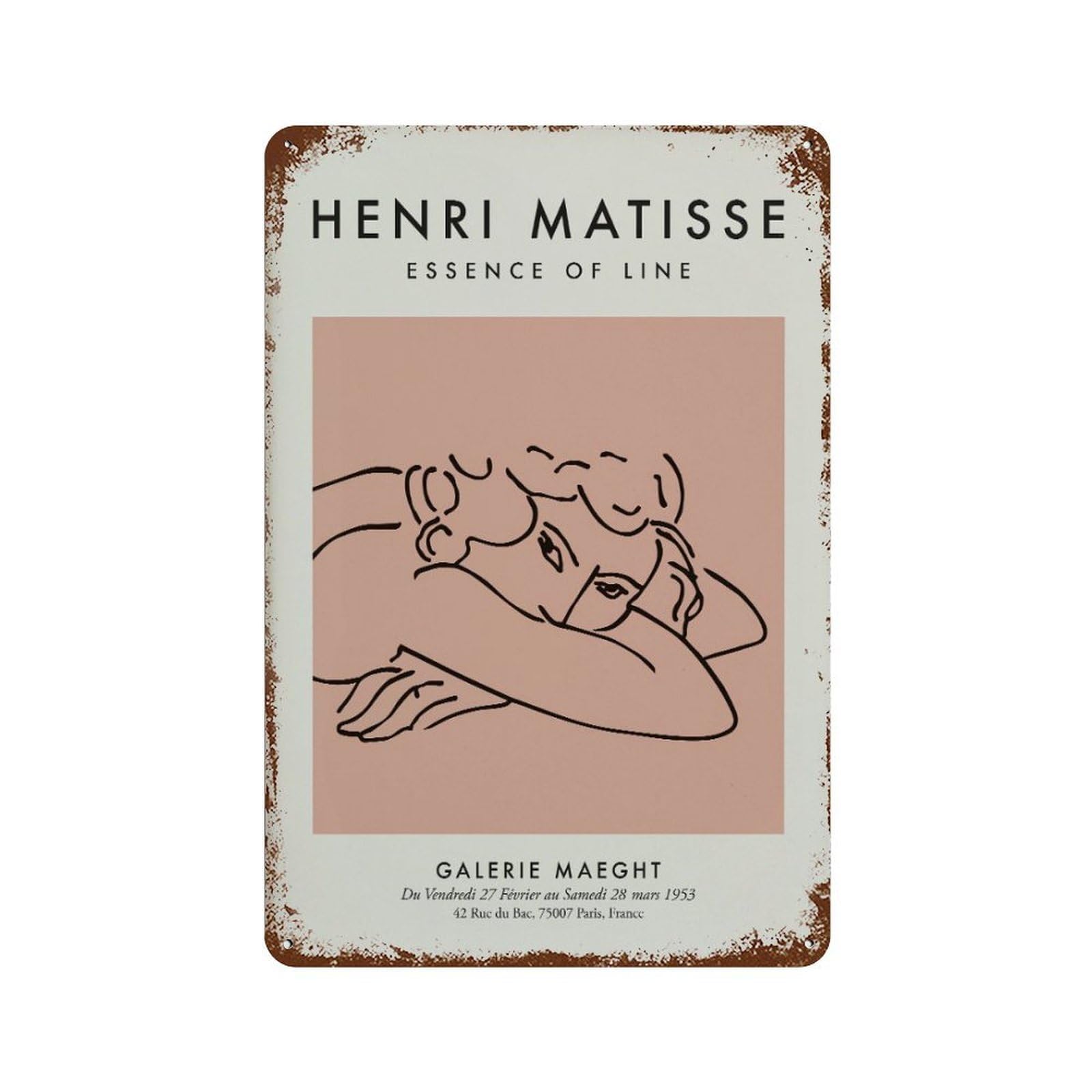xiaoxiaoshen Henri Matisse Essence of Line Exhibition Wall Decor Art Metal Tin Poster Modern Home Decor Art Home Bar Shop Decorations Vintage Sign 30x20cm