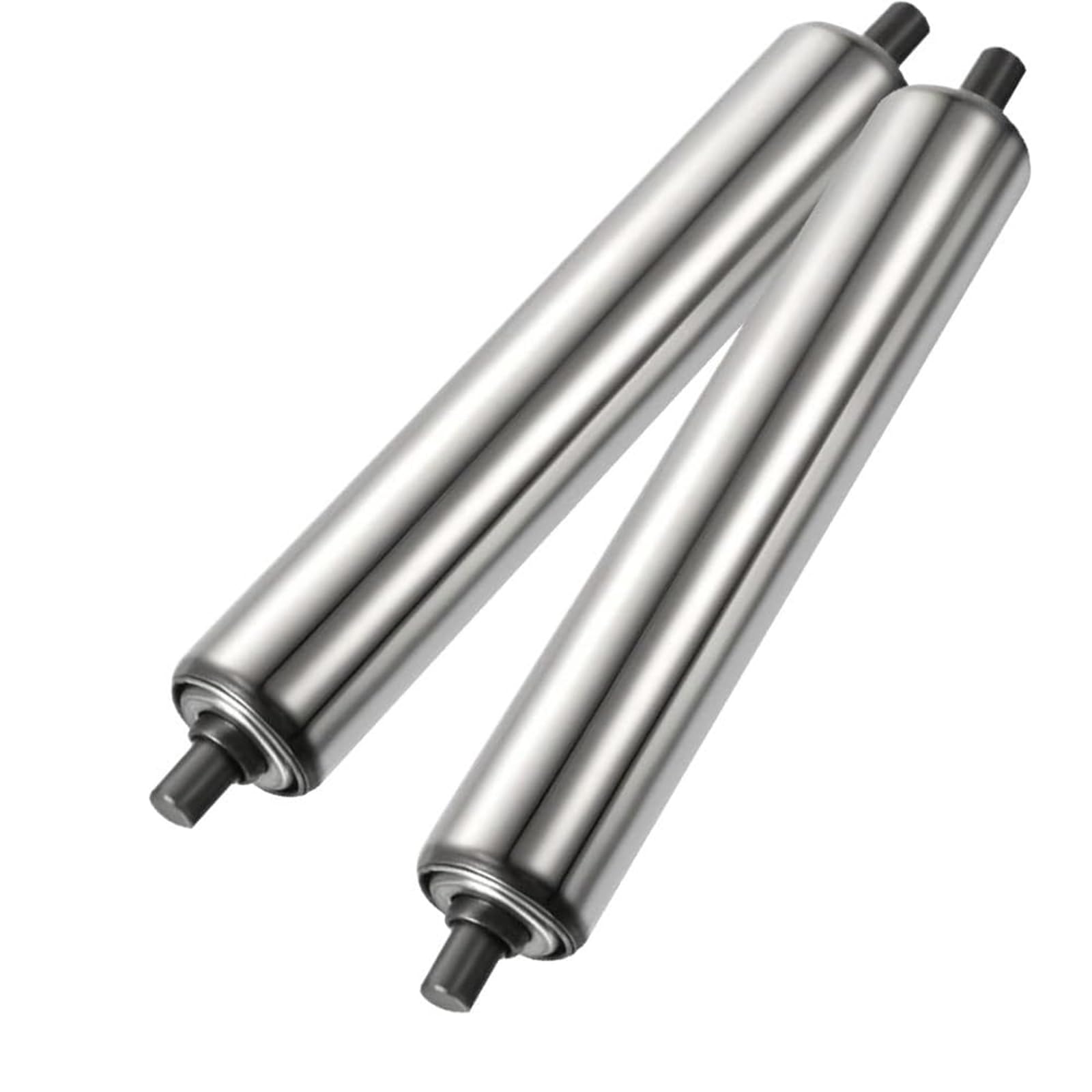 Stainless Steel Conveyor Rollers – 2 Pack 60mm Diameter 100mm Length Heavy-Duty Spring Press Rollers for Industrial Use Replacement Parts for Machinery