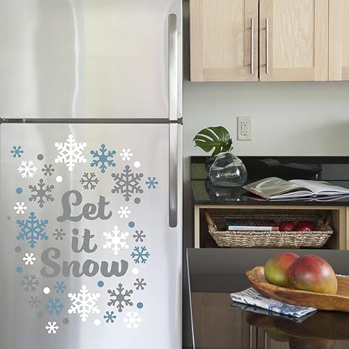 Miniatura 2 de Paper Riot Co. Let It Snow Copos de nieve calcomanías de pared de Navidad para vacaciones, adhesivo extraíble para aula, habitación de niños,