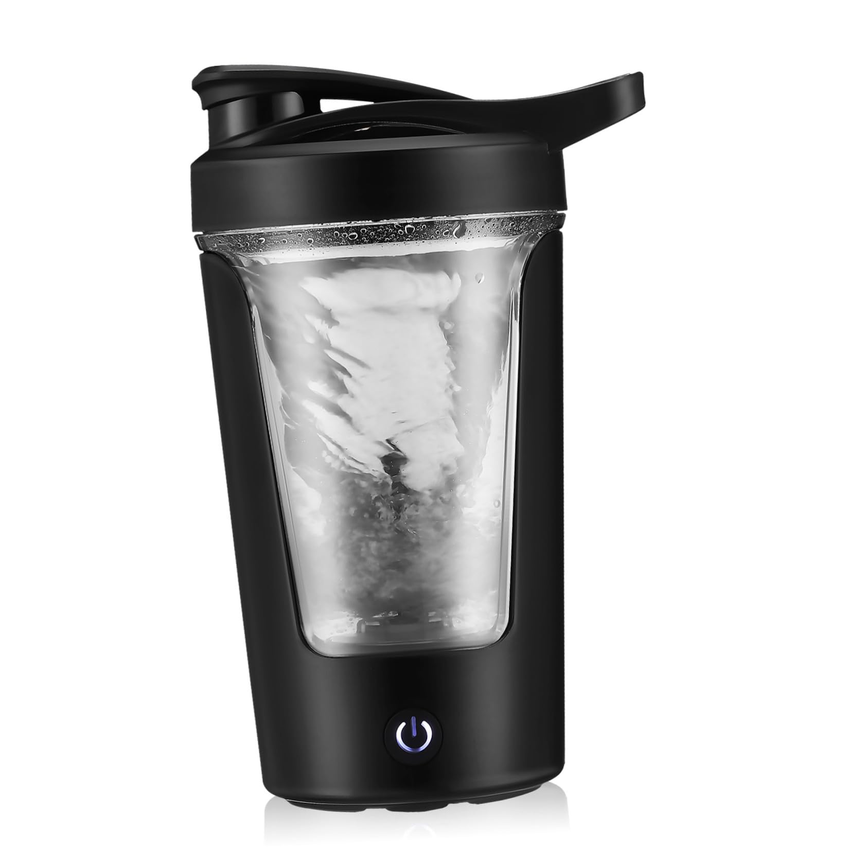 Shaker per Proteine Elettrico Nero 450ml, Miscelazione Automatica | Copolyester, Pp e Abs, Ricaricabile 500mah, Ipx5, per Bevande e Frullati Proteici