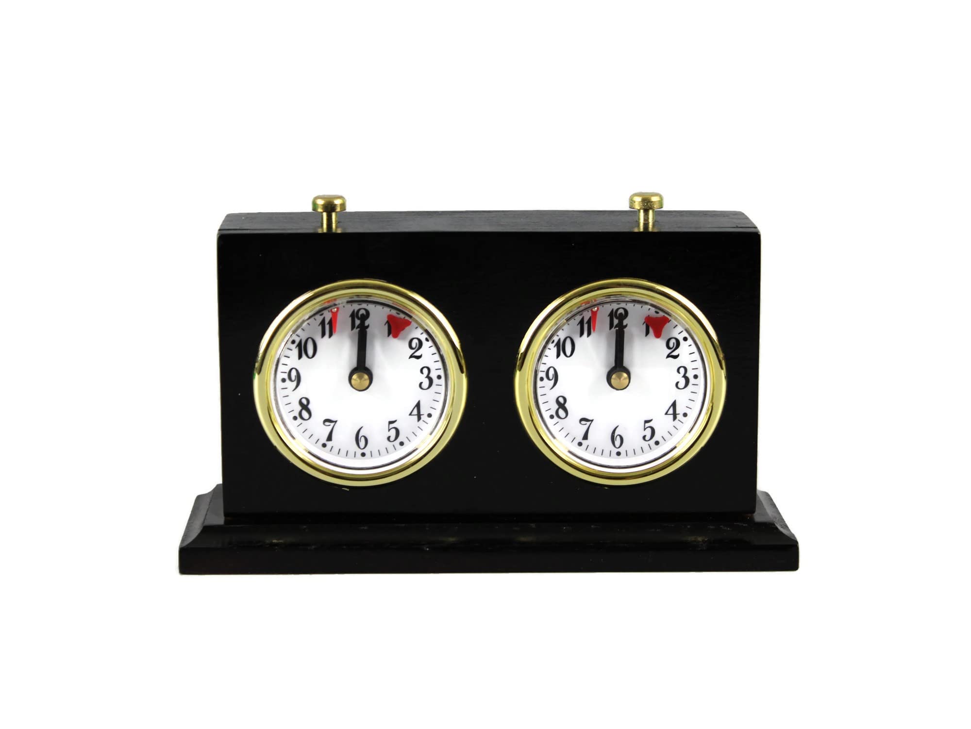 Turnier Horloge d'échecs analogique en bois teinté au charbon avec support