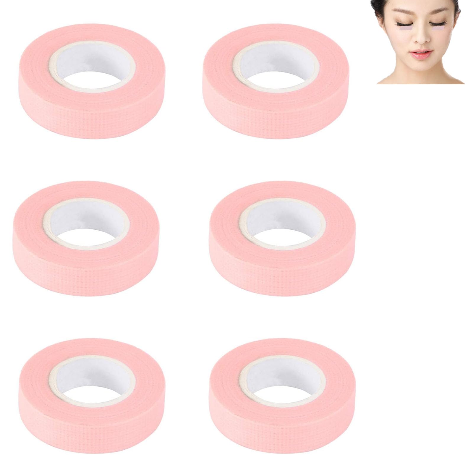 6 Rolls Pink Eyelash Tape Lash Tape Adhesive Lash Extension Accessories Tape Eye Tape Make Up Tape Micropore Tape for Eyelash Extension Breathable Micropore Fabric Tape Lash Extensions Supplies (Pink)