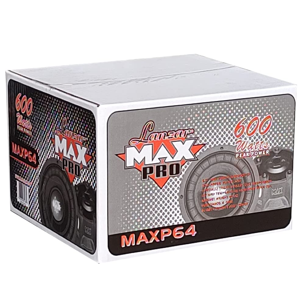 1 subwoofer pour LANZAR Max Pro MAXP64 6,5" 16,5 cm 165 mm 300 Watt rms et 600 Watt Max Bobine Simple 4 ohms Couvercle Coffre Portes Voiture, 1 pièce + faston de Montage