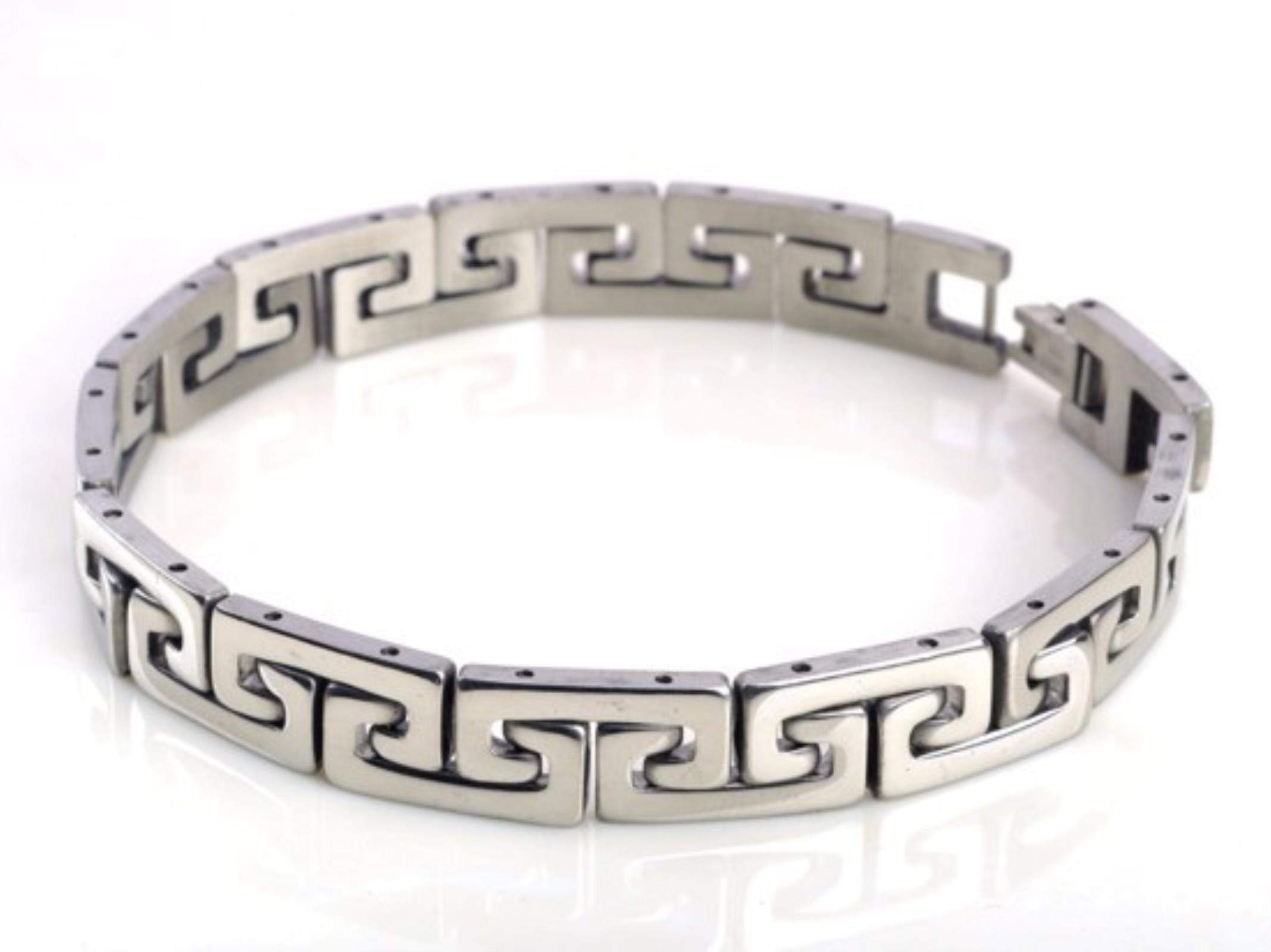 AQUALITYS Men Stainless Steel Link Chain Bracelets Bangles Men's Cuff Wristband Biker Motorcycle Black Silicone Bracelet