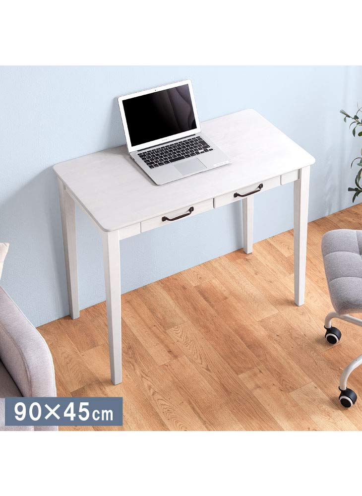 【幅90cm】引き出し付きコンパクトデスク　ナチュラル Amazon | タンスのゲン パソコンデスク 幅90cm 引き出し付き 天然木