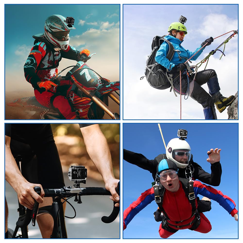 Aolso Caméra Sport 1080P FHD, Etanche 30M Caméra d'action Grand Angle, Action Cam 30FPS avec Écran LCD de 2 Pouces, 140° Camérasous, Incluse Carte SD 32GB et Rechargeables Batteries 900mAh