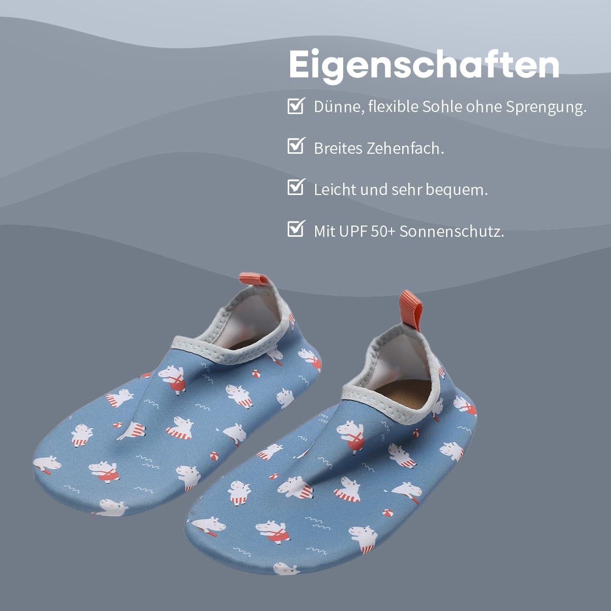 Badeschuhe Kinder | Wasserschuhe & Schwimmschuhe mit UV-Schutz UPF 50+ | rutschfeste Eva-Sohle | Aquaschuhe für Strand, Pool & Outdoor