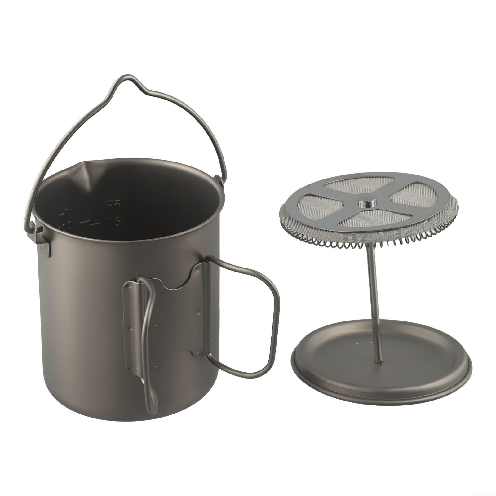 Prensa de café portátil de 750 ml para prensa francesa al aire libre, cafetera manual compacta con filtro de malla fina, ideal para acampar y senderismo, olla gris de 3.7 x 4.3 pulgadas